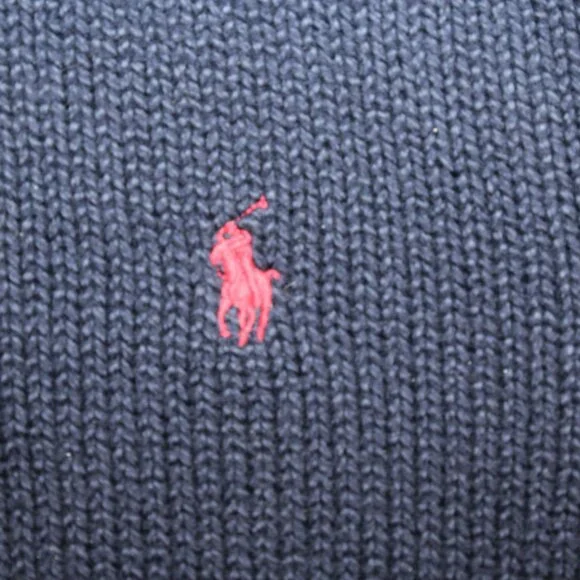 Polo Ralph Lauren XL 1/4 Zip Pullover Knit Sweater Navy Blue Red Pony High Neck - Picture 6 of 11